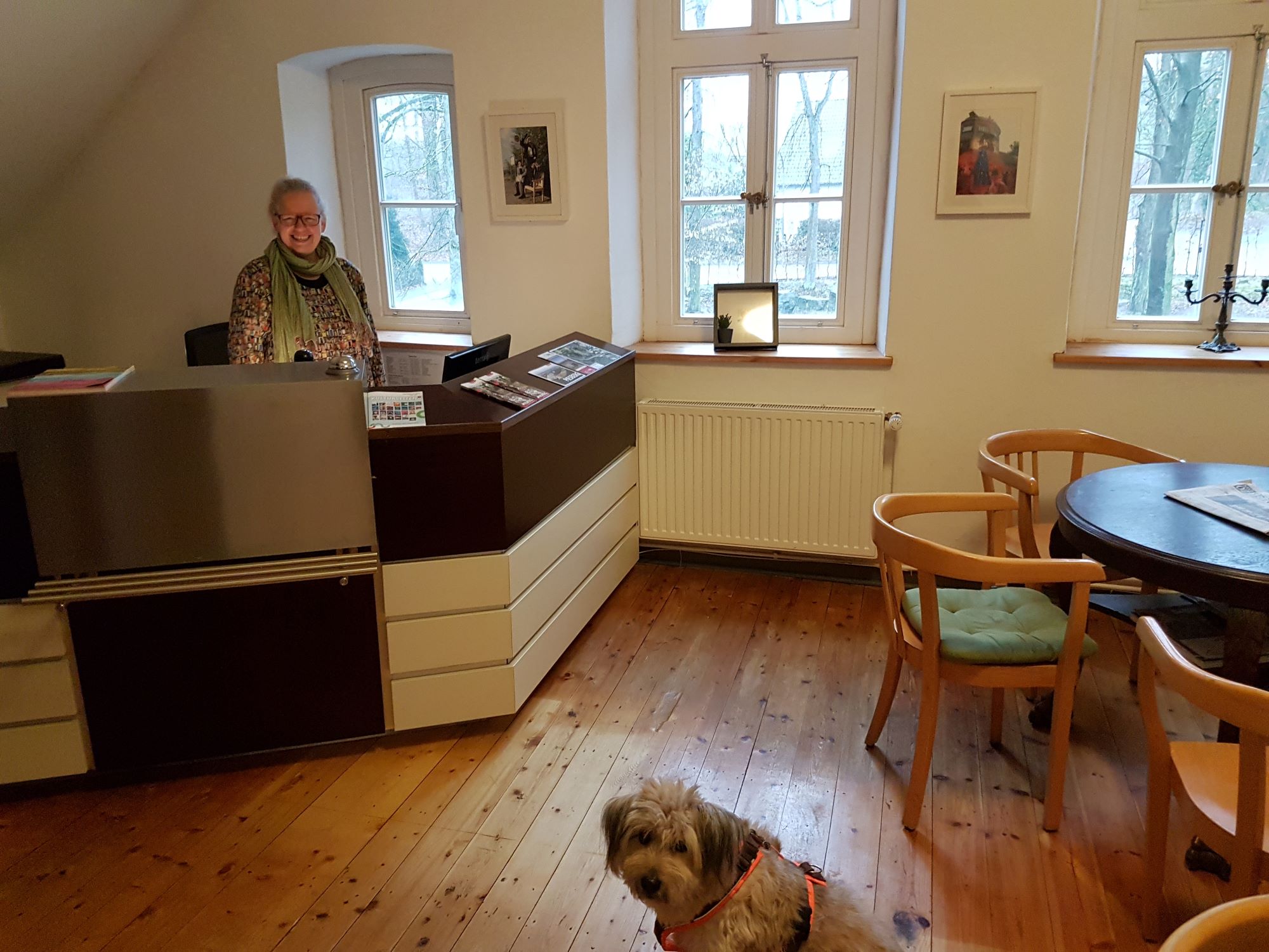 unsere neue Mitarbeiterin im neu gestalteten Büro.